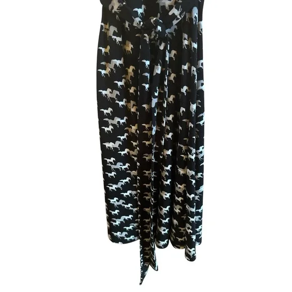 Chase And Wonder Horse Theme Faux Wrap Dress Black White *No Size Tag Smaller - Picture 4 of 10